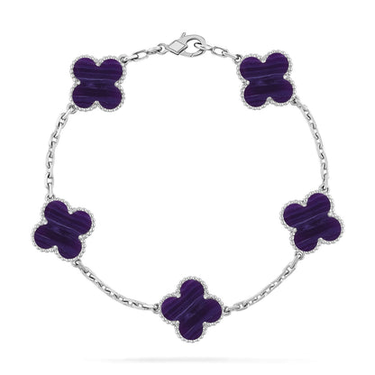[LUXORA]CLOVER 5 MOTIF PURPLE STRIPES BRACELET COLLECTION