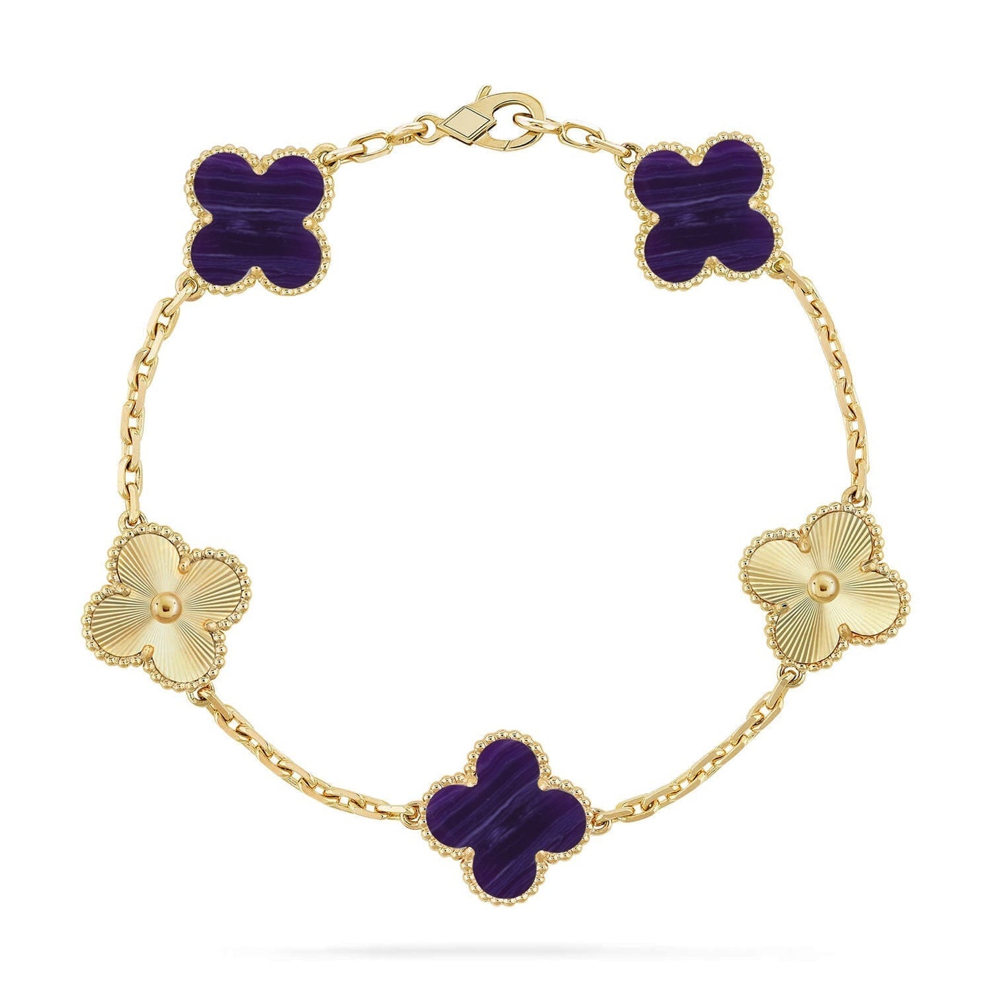 [LUXORA]CLOVER 5 MOTIF PURPLE STRIPES BRACELET COLLECTION