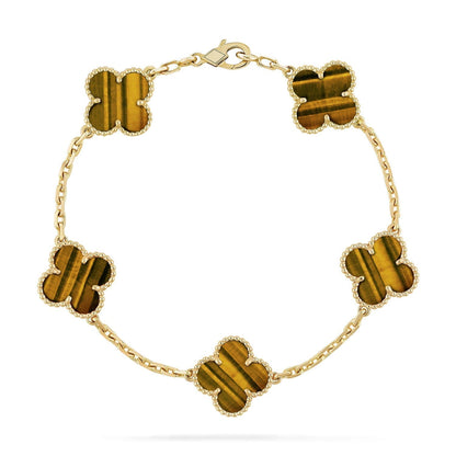 [LUXORA] CLOVER 5 MOTIFS TIGER EYE BRACELET COLLECTION