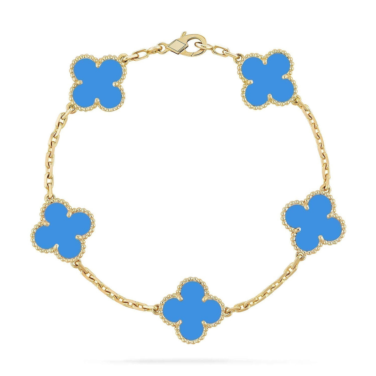 [LUXORA] CLOVER 5 MOTIF BLUE AGATE BRACELET COLLECTION