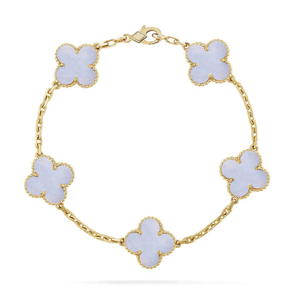 [LUXORA] CLOVER 5 MOTIF PURPLE CHALCEDONY BRACELET COLLECTION