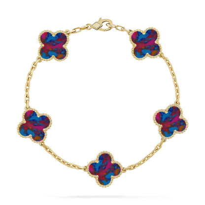 [LUXORA]CLOVER 5 MOTIF COLOR GEMSTONES BRACELET COLLECTION