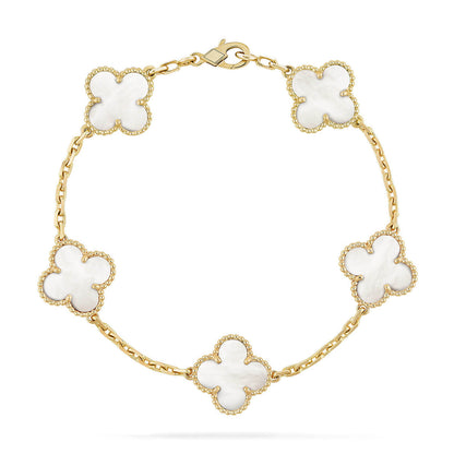 [LUXORA]CLOVER WHITE PEARL MOP 5 MOTIF BRACELET COLLECTION