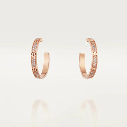 [LUXORA]LOVE DIAMOND PINK GOLD HOOP EARRINGS