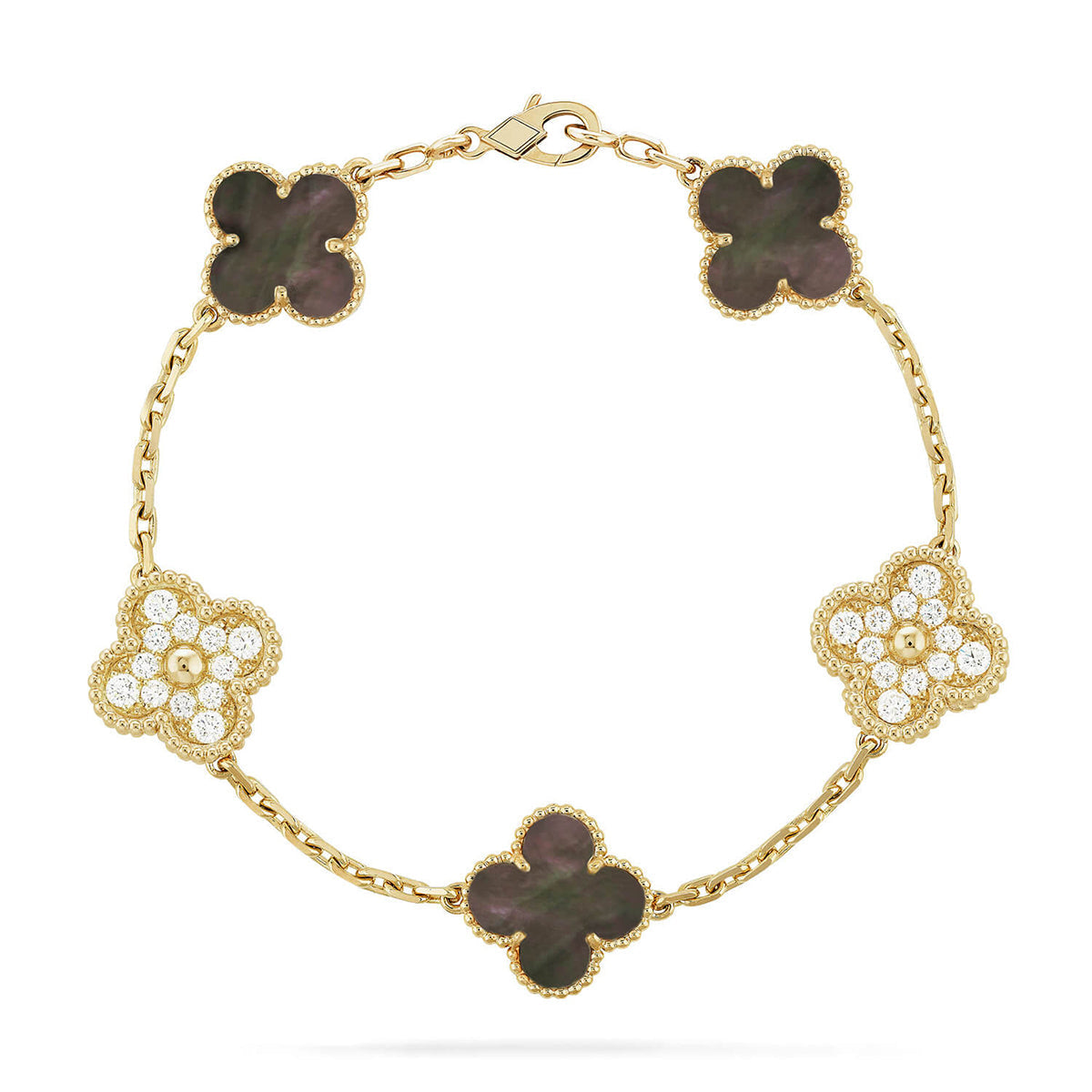 [LUXORA] CLOVER 5 MOTIF GRAY MOP BRACELET COLLECTION