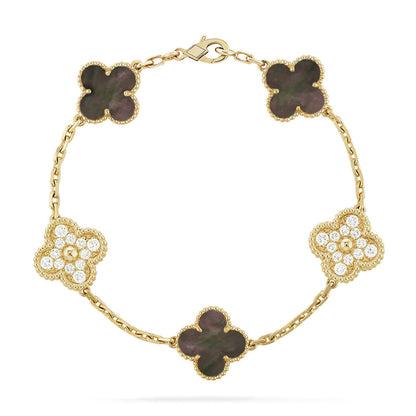 [LUXORA] CLOVER 5 MOTIF GRAY MOP BRACELET COLLECTION