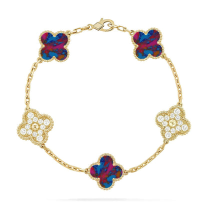 [LUXORA]CLOVER 5 MOTIF COLOR GEMSTONES BRACELET COLLECTION