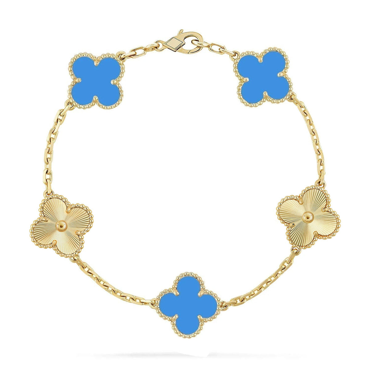 [LUXORA] CLOVER 5 MOTIF BLUE AGATE BRACELET COLLECTION