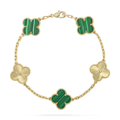 [LUXORA] CLOVER 5 MOTIF MALACHITE BRACELET COLLECTION