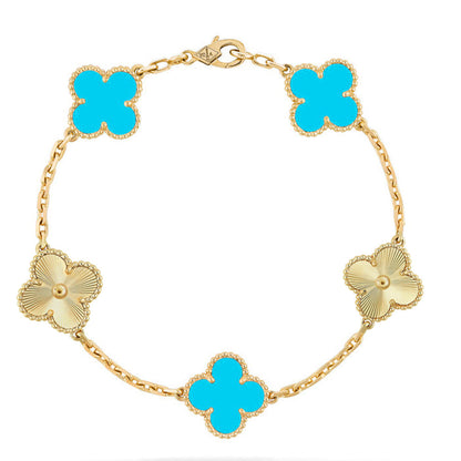 [LUXORA] CLOVER 5 MOTIF TURQUOISE BRACELET COLLECTION