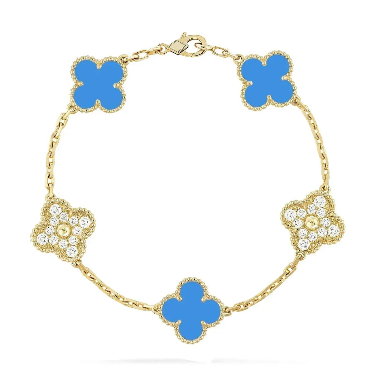 [LUXORA] CLOVER 5 MOTIF BLUE AGATE BRACELET COLLECTION