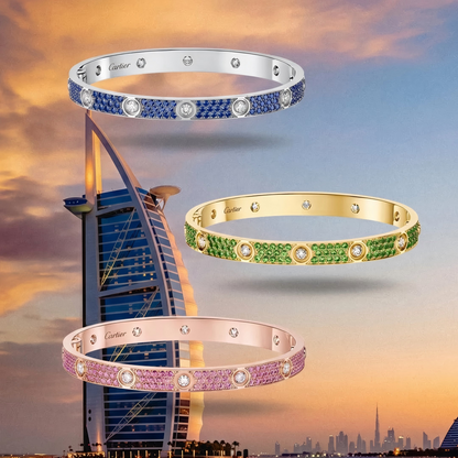 [LUXORA]2026 PAVE GEMSTONE LOVE BRACELET 6.1MM 10 DIAMONDS