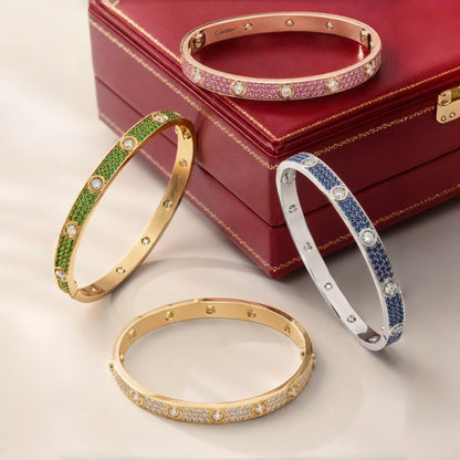 [LUXORA]2026 PAVE GEMSTONE LOVE BRACELET 6.1MM 10 DIAMONDS