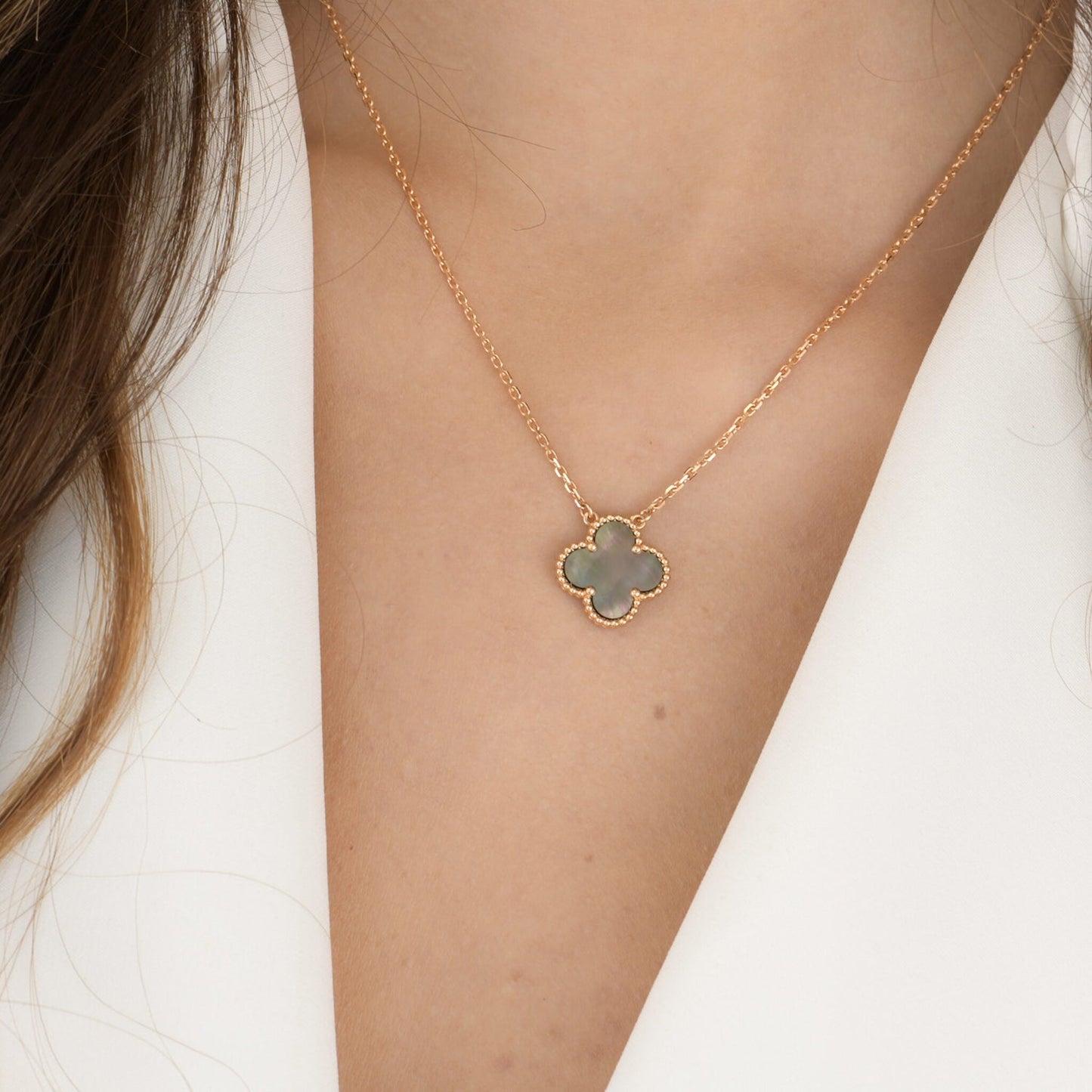 [LUXORA]CLOVER 15MM  GRAY MOTHER OF PEARL NECKLACE