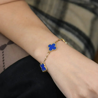 [LUXORA] CLOVER 5 MOTIF BLUE AGATE BRACELET COLLECTION