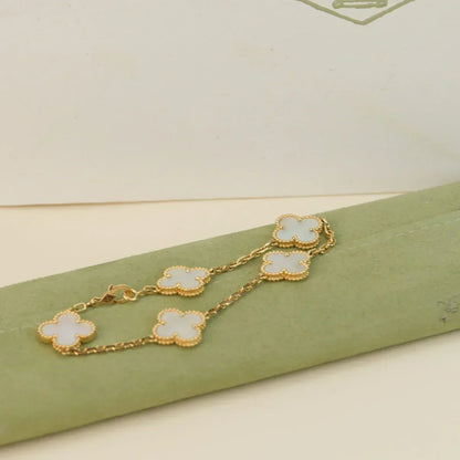 [LUXORA]CLOVER WHITE PEARL MOP 5 MOTIF BRACELET COLLECTION