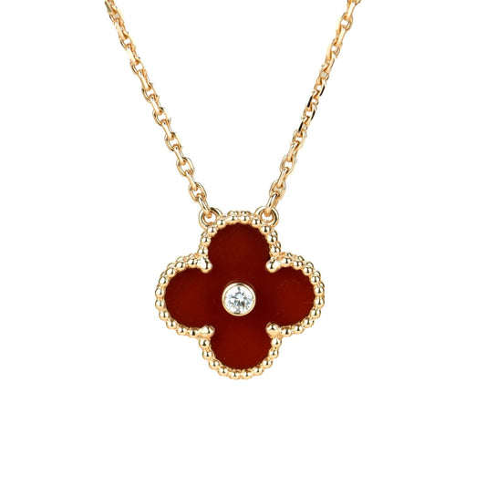 [LUXORA]CLOVER 15MM DIAMANT-KARNEOL-HALSKETTE