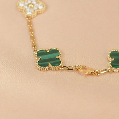 [LUXORA] CLOVER 5 MOTIF MALACHITE BRACELET COLLECTION