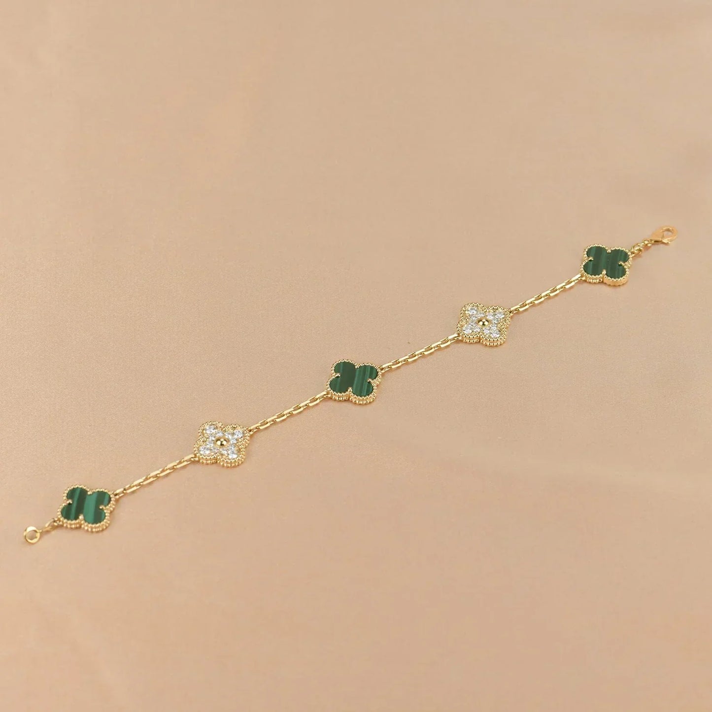 [LUXORA] CLOVER 5 MOTIF MALACHITE BRACELET COLLECTION
