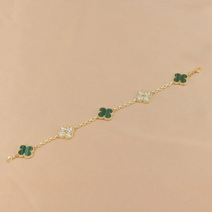 [LUXORA] CLOVER 5 MOTIF MALACHITE BRACELET COLLECTION