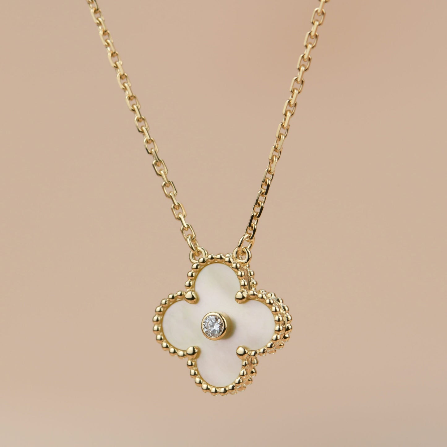 [LUXORA]CLOVER 15MM DIAMOND GOLD MOTHER OF PEARL NECKLACE