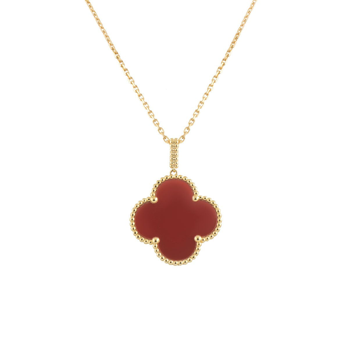 [LUXORA]CLOVER 25MM NECKLACE GOLD CARNELIAN