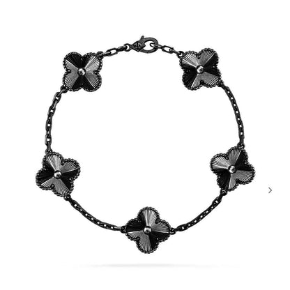 [LUXORA]CLOVER 5 MOTIF BLACK BRACELET