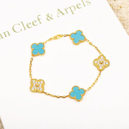 [LUXORA] CLOVER 5 MOTIF TURQUOISE BRACELET COLLECTION