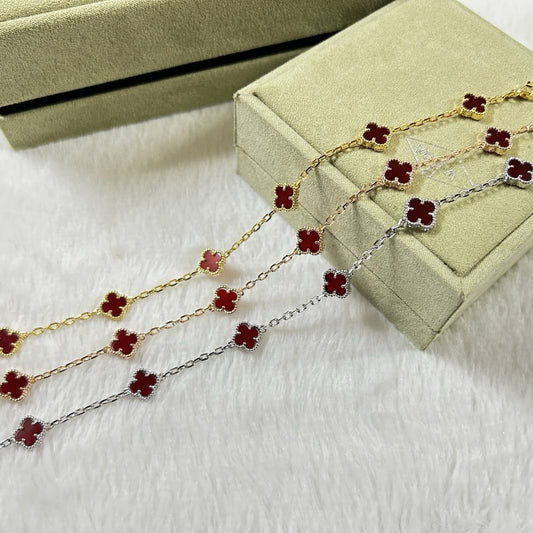 [LUXORA]CLOVER 6 MOTIF RED AGATE BRACELET