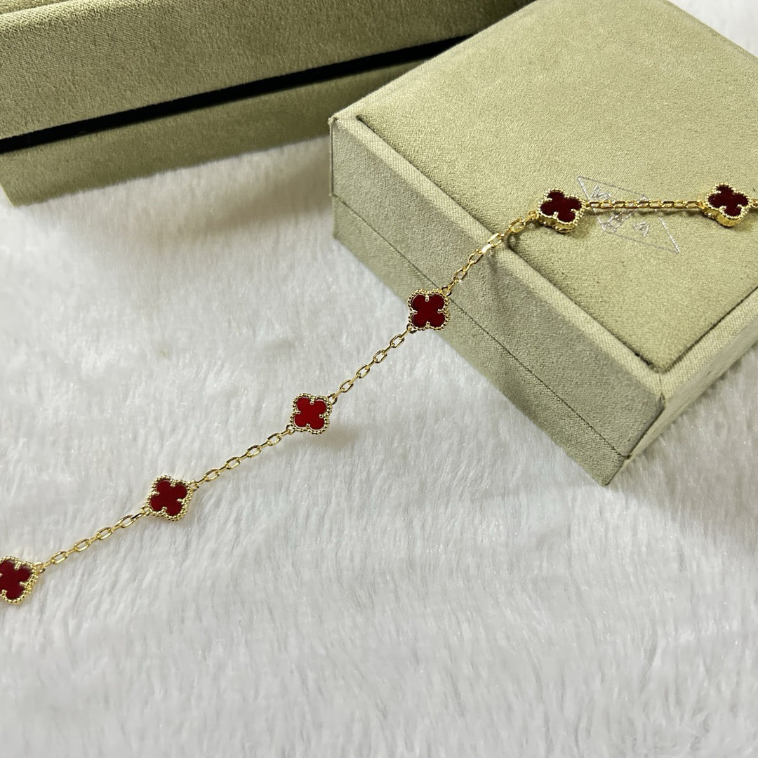 [LUXORA]CLOVER 6 MOTIF RED AGATE BRACELET