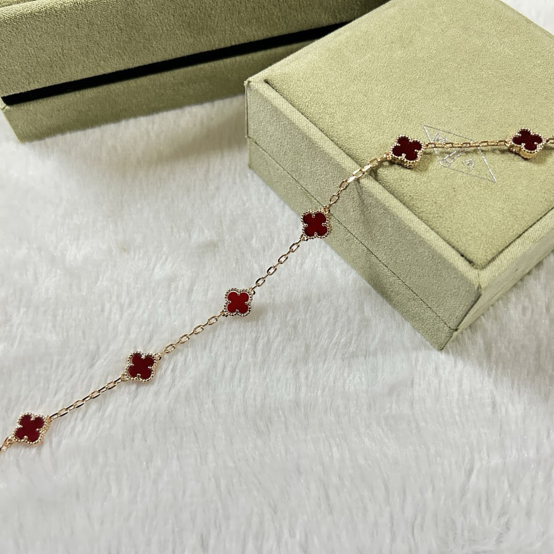[LUXORA]CLOVER 6 MOTIF RED AGATE BRACELET