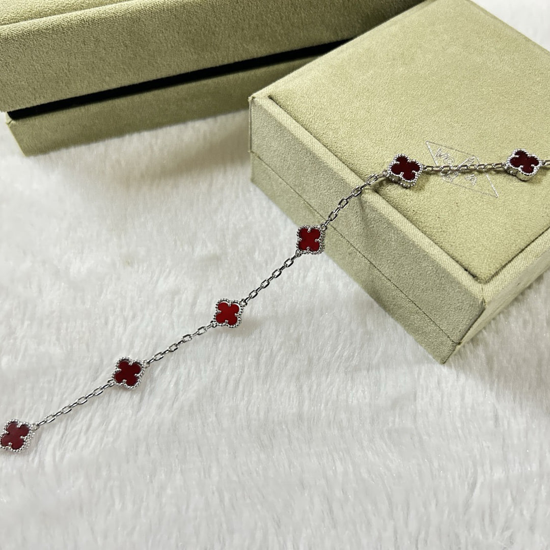 [LUXORA]CLOVER 6 MOTIF RED AGATE BRACELET