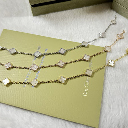 [LUXORA]CLOVER 6 MOTIF WHITE MOP BRACELET