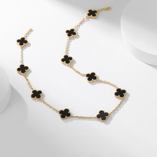 [LUXORA]CLOVER 10 MOTIFS ONYX HALSKETTE