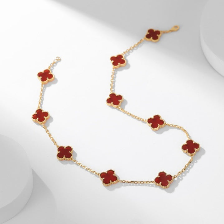 [LUXORA]CLOVER 10 MOTIFS CARNELIAN NECKLACE