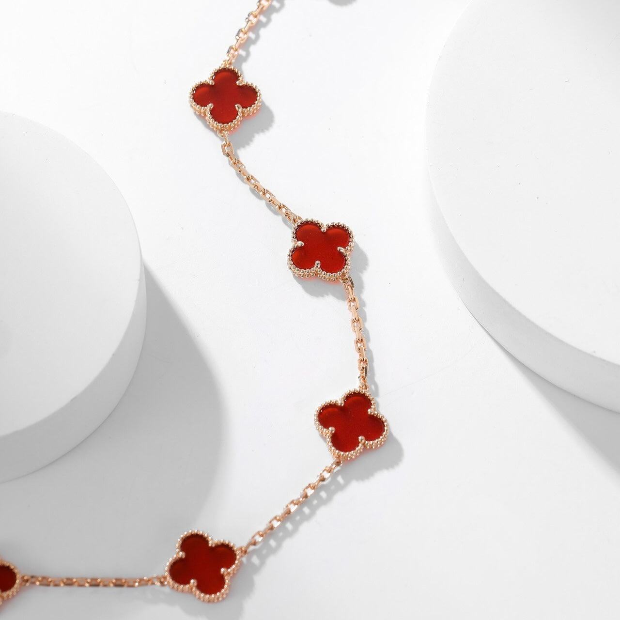 [LUXORA]CLOVER 10 MOTIFS CARNELIAN NECKLACE