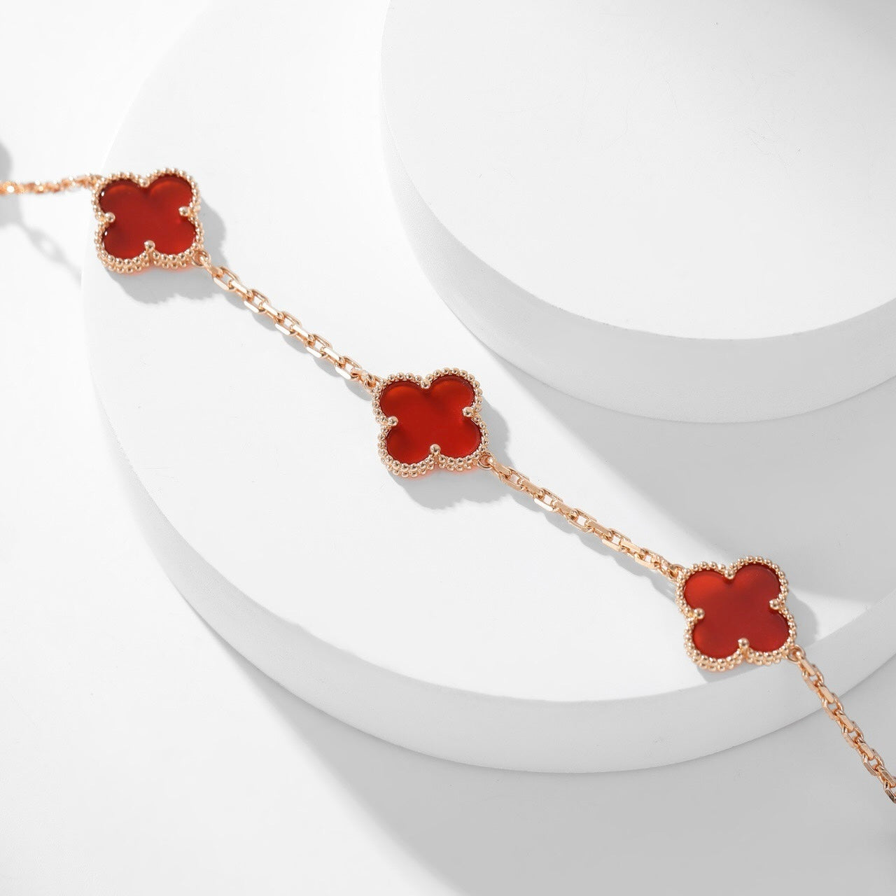 [LUXORA]CLOVER 10 MOTIFS CARNELIAN NECKLACE