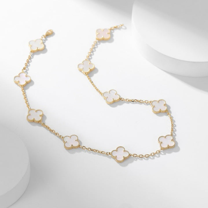 [LUXORA]CLOVER 10 MOTIFS WHITE MOTHER OF PEARL NECKLACE