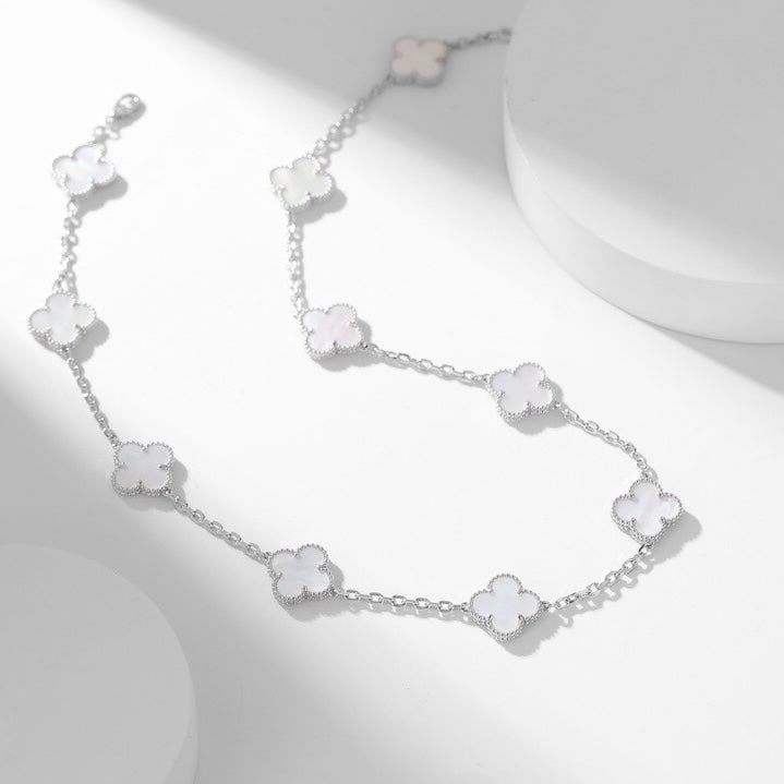 [LUXORA]CLOVER 10 MOTIFS WHITE MOTHER OF PEARL NECKLACE