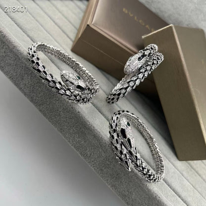 [LUXORA]NEW OBSIDIAN & DIAMOND SERPENT BRACELET