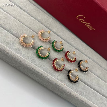 [LUXORA]NEW COLORED GEMSTONE COLLECTION SMALL HOOP EARRINGS