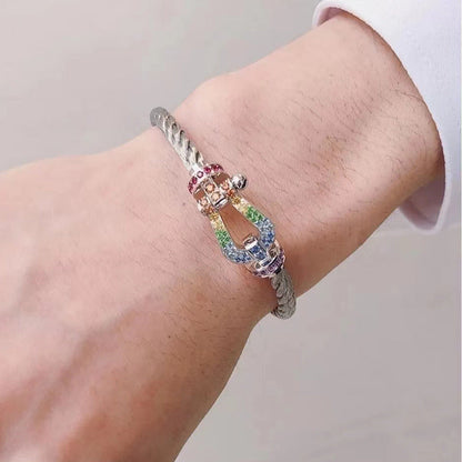 [LUXORA]FORC LARGE HORSESHOE  COLORED DIAMOND BRACELET SILVER