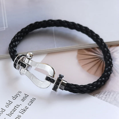 [LUXORA]FORCE LARGE HORSESHOE BLACK DIAMOND BRACELET SILVER