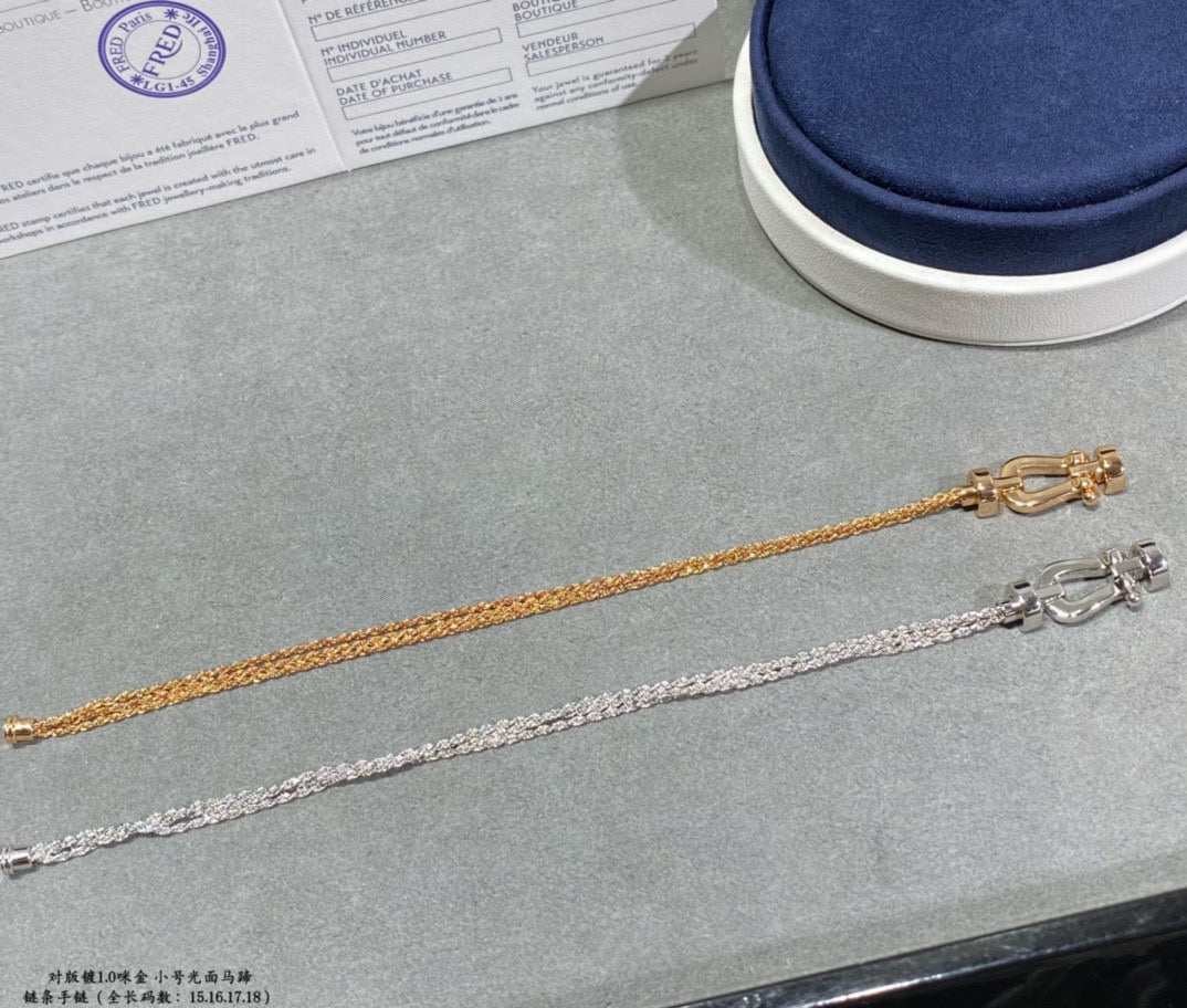 [LUXORA]FORCE SMALL HORSESHOE  DIAMOND CHAIN ROPE BRACELET