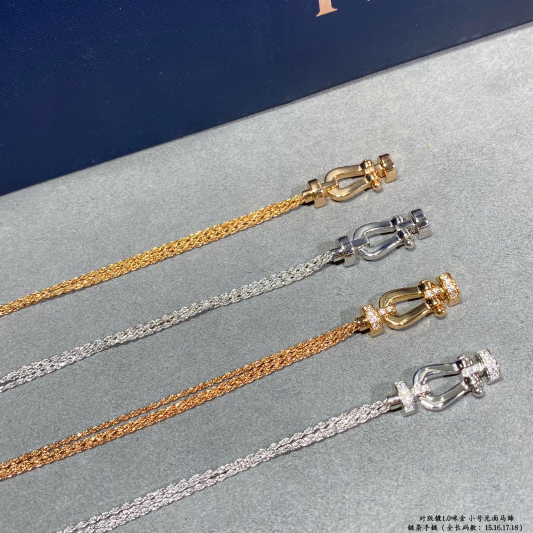 [LUXORA]FORCE SMALL HORSESHOE  DIAMOND CHAIN ROPE BRACELET