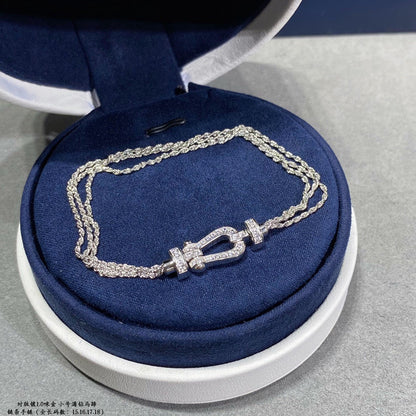 [LUXORA]FORCE SMALL HORSESHOE  DIAMOND CHAIN ROPE BRACELET