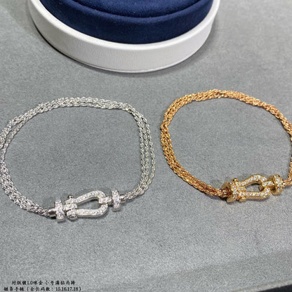 [LUXORA]FORCE SMALL HORSESHOE  DIAMOND CHAIN ROPE BRACELET