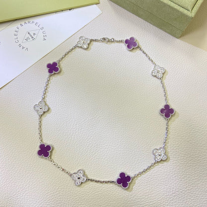 [LUXORA Jewelry]CLOVER 10 MOTIFS  PURPLE VIOLET DIAMOND NECKLACE
