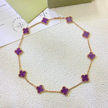 [LUXORA Jewelry]CLOVER 10 MOTIFS  PURPLE VIOLET  NECKLACE