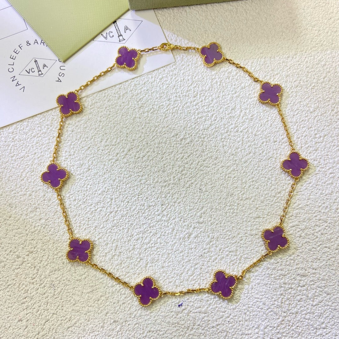 [LUXORA Jewelry]CLOVER 10 MOTIFS  PURPLE VIOLET  NECKLACE